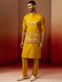 Men Mustard Silk 3-Piece Nehru Jacket Set